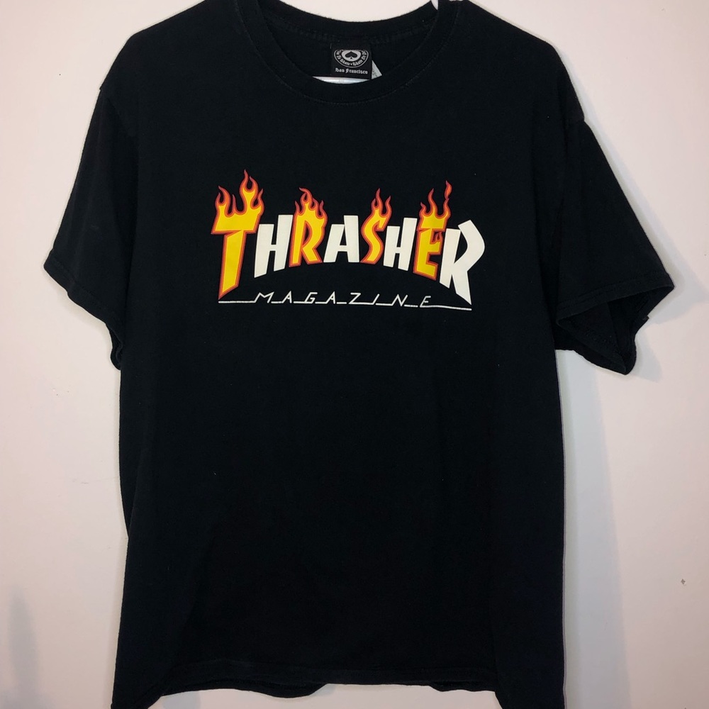 Thrasher Black Flame Logo Short Sleeve Tee